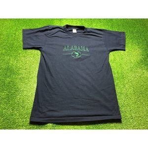 Vintage 90s Alabama Embroidered Men's Single Stitch Tee Size Large Blue USA
